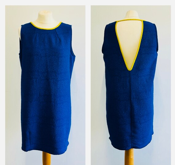 Vintage Dress- Royal Blue with yellow Dress - Siz… - image 1