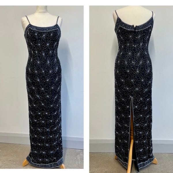 Vintage Abendkleid- Abendkleid- formelles Kleid- Vintage Maxi- by Papell Boutique- verziertes Kleid - Größe 10