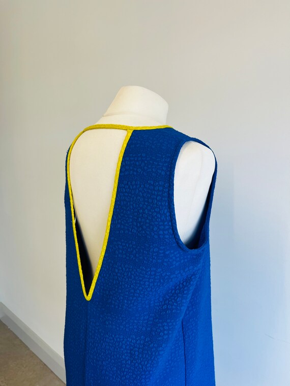 Vintage Dress- Royal Blue with yellow Dress - Siz… - image 2