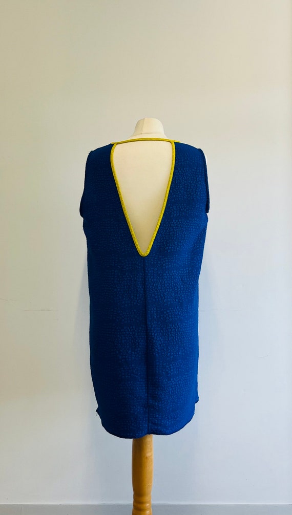 Vintage Dress- Royal Blue with yellow Dress - Siz… - image 6
