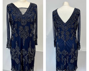 Vintage Kleid in Marineblau -mit Funkeln -verschönert