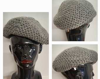 Béret en laine gris vintage - 1970