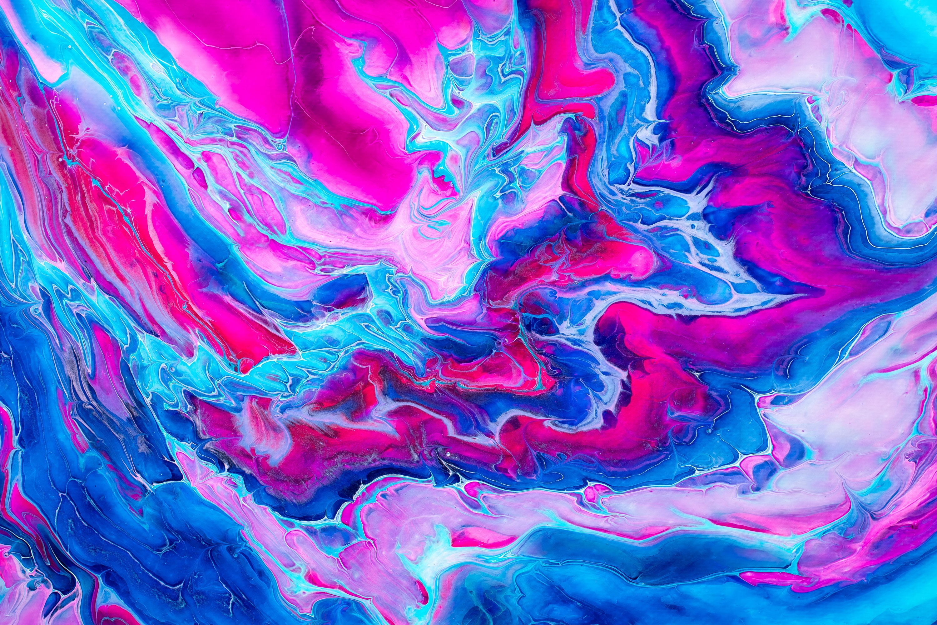Pink and Blue Abstract Colorful Painting, Original Acrylic Pour