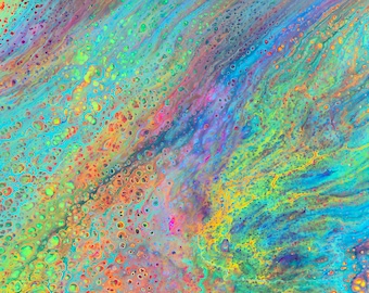 Abstract Acrylic Pour Art Print: Rainbow Colors (Digital Download)
