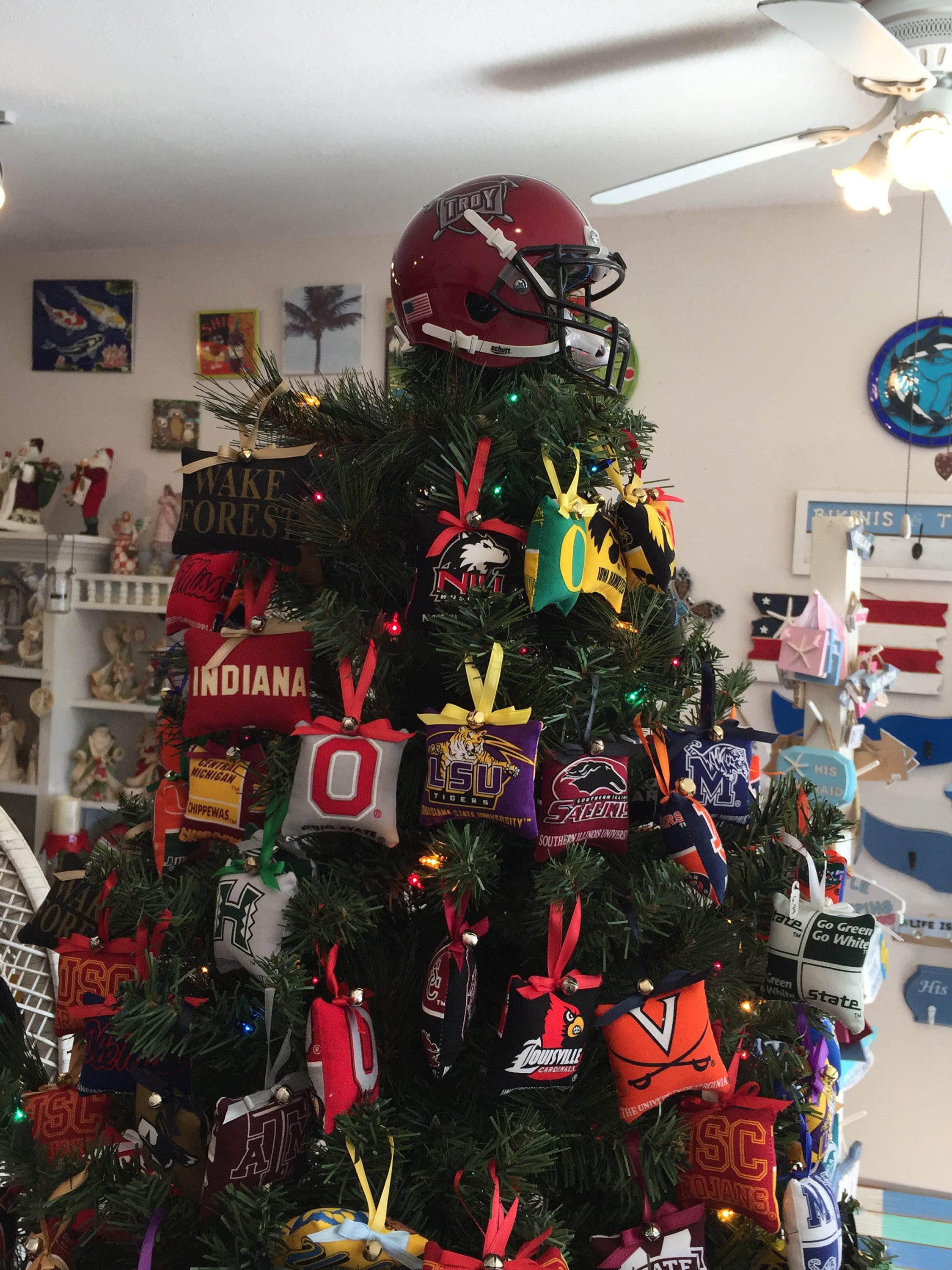 College Sports NFL Christmas Inspired Wood Ornaments - Teeholly