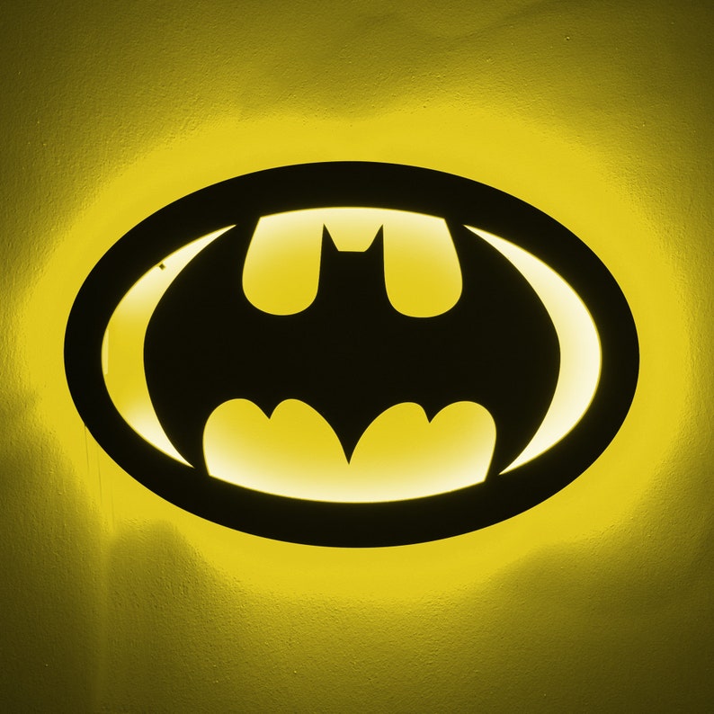 Large LED Lighted Batman Inspired Wall Art Superhero Decor Etsy