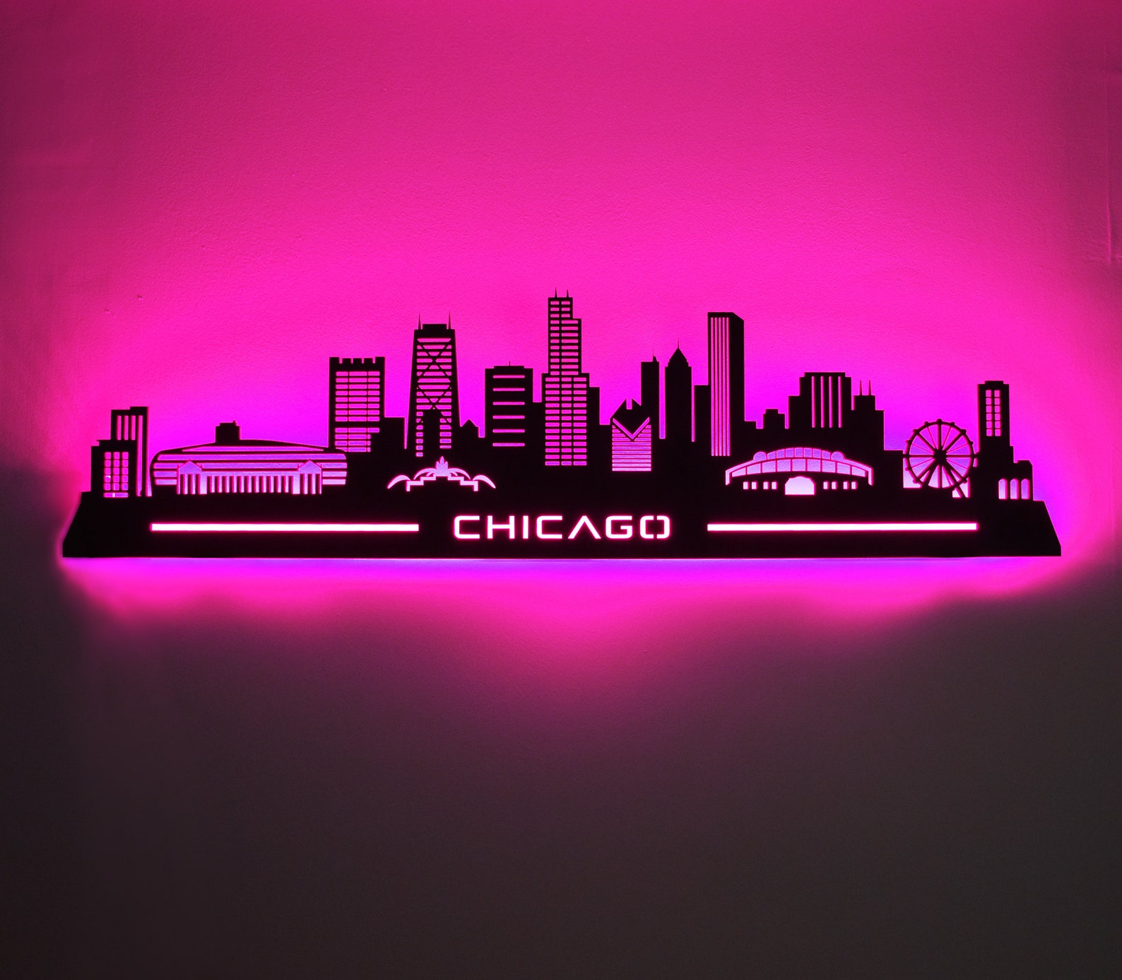 42 LED Lighted Chicago Skyline Wall Art Lighted City Etsy