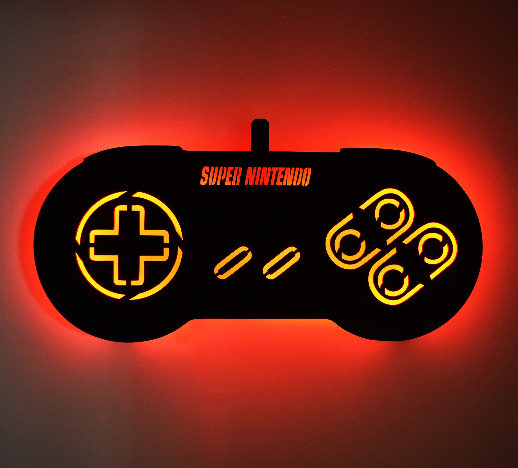 LED Lighted Super Nintendo NES Controller Wall Art Video Game Etsy