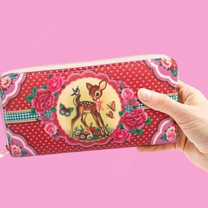 Joli portefeuille Bambi style vintage sac à main darling deer wallet sweet kitsch par Fiona Hewitt