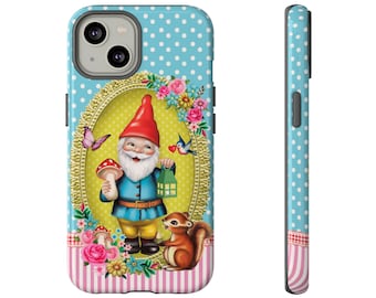 Cute Gnome Tough Case for iPhone, Samsung Galaxy and Google Pixel, kitsch gnome iphone case, tough vintage gnome phone case