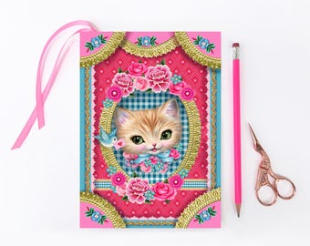 Kitty A5 Notebook: Recycled Paper, Neon Bookmark