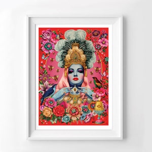 Queen Bee Goddess Art Print: Signed A3 Fiona Hewitt Illustration