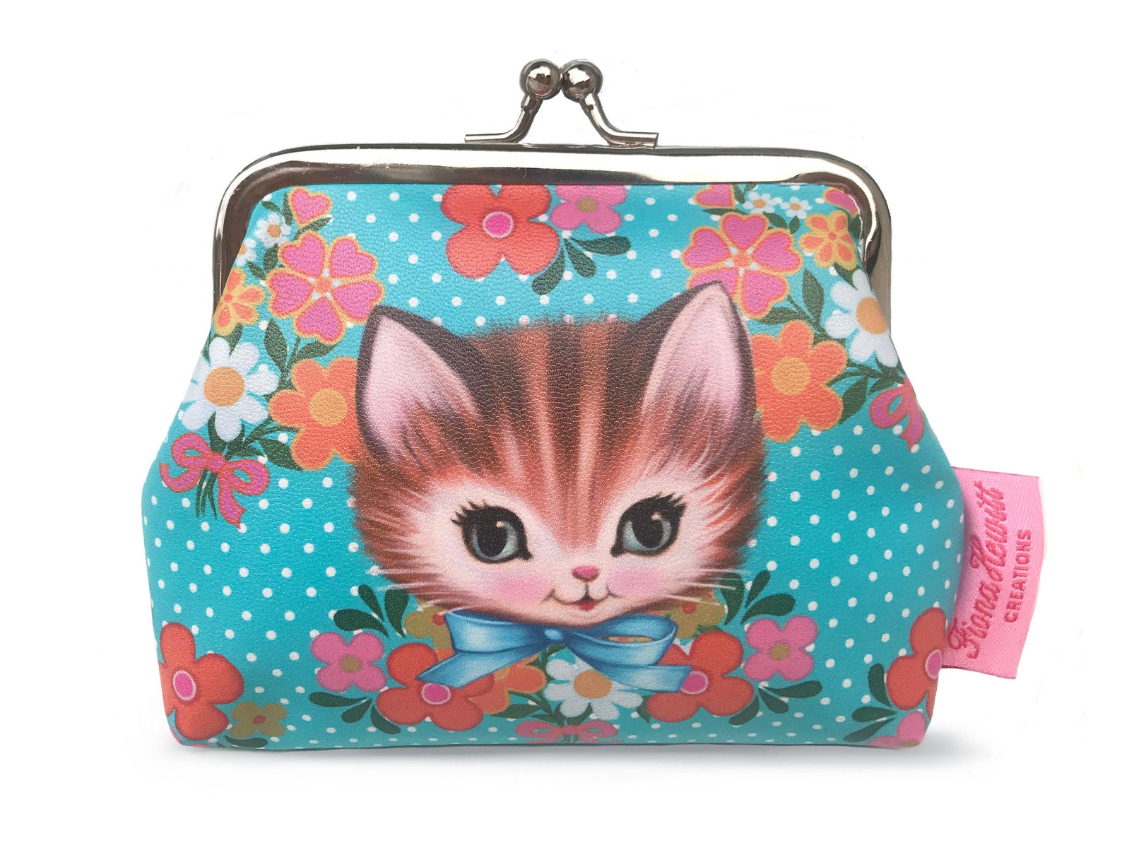Kitschy cute 'Kitty Love' coin purse vintage cat Etsy