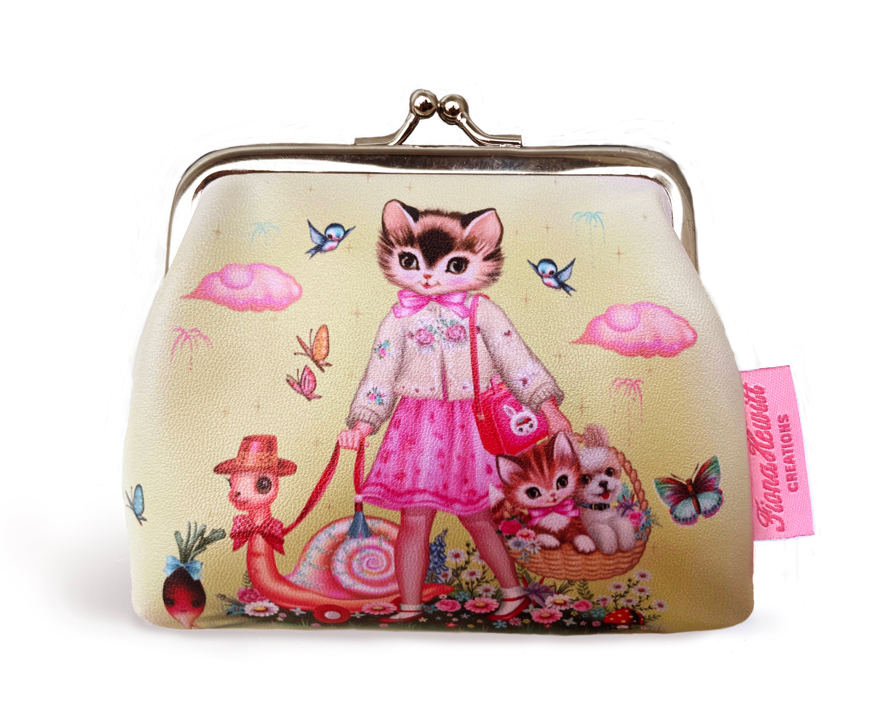 Cute kitty coin purse vintage, 1950's cat, sweet cats, nostalgia, cat coin purse by Fiona Hewitt