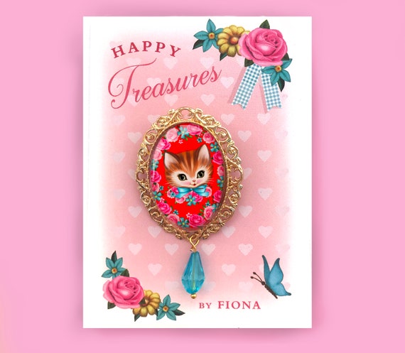 Broche Vintage Chat Sur Branche – Doré, 5,5 Cm – État Neuf