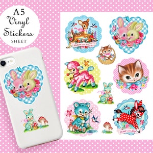 Stickervel van schattig glanzend papier voor dieren Verwijderbare kitsch dierenstickers van A5-formaat
