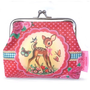 Kitschy cute 'Sweet Deer' coin purse vintage bambi 1950's sweet deer nostalgia bambi coin purse by Fiona Hewitt
