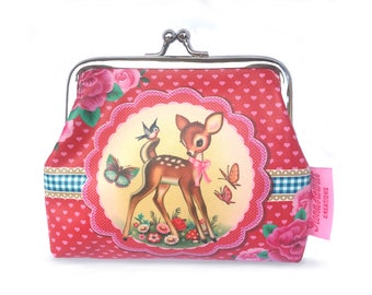 Kitschy cute 'Sweet Deer' coin purse vintage bambi 1950's sweet deer nostalgia bambi coin purse by Fiona Hewitt