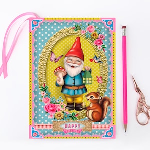 Cute Gnome A5 notebook, gnome journal, 80 paged notebook with bookmark, happiness notebook