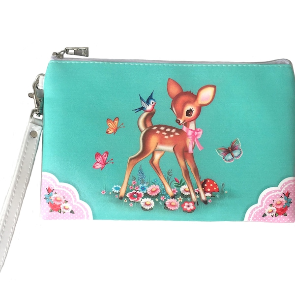 Sweet Bambi maquillage / pochette sac à main bambi rétro kitsch vintage nostalgique bébé cerf et beurre sac cosmétique