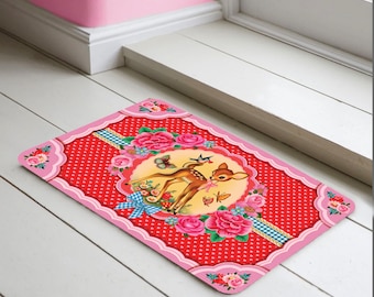 Kitsch Bambi Floor Mat: Retro Deer Rug (80 x 50cm)