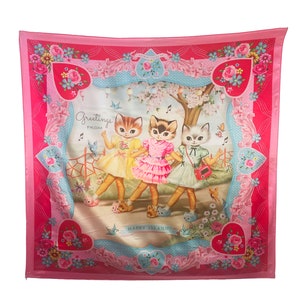 Dancing Kittens Silky Scarf: Kitsch Cat Accessory