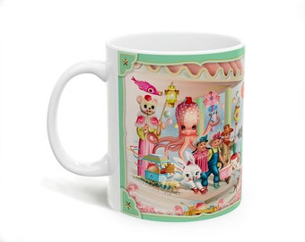 Kingdom of Joy 11oz ceramic mug, vintage asian propaganda style ceramic mug