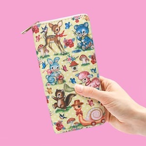 Linda billetera Animlas estilo vintage monedero querido ciervo billetera dulce kitsch conejito y oso de Fiona Hewitt