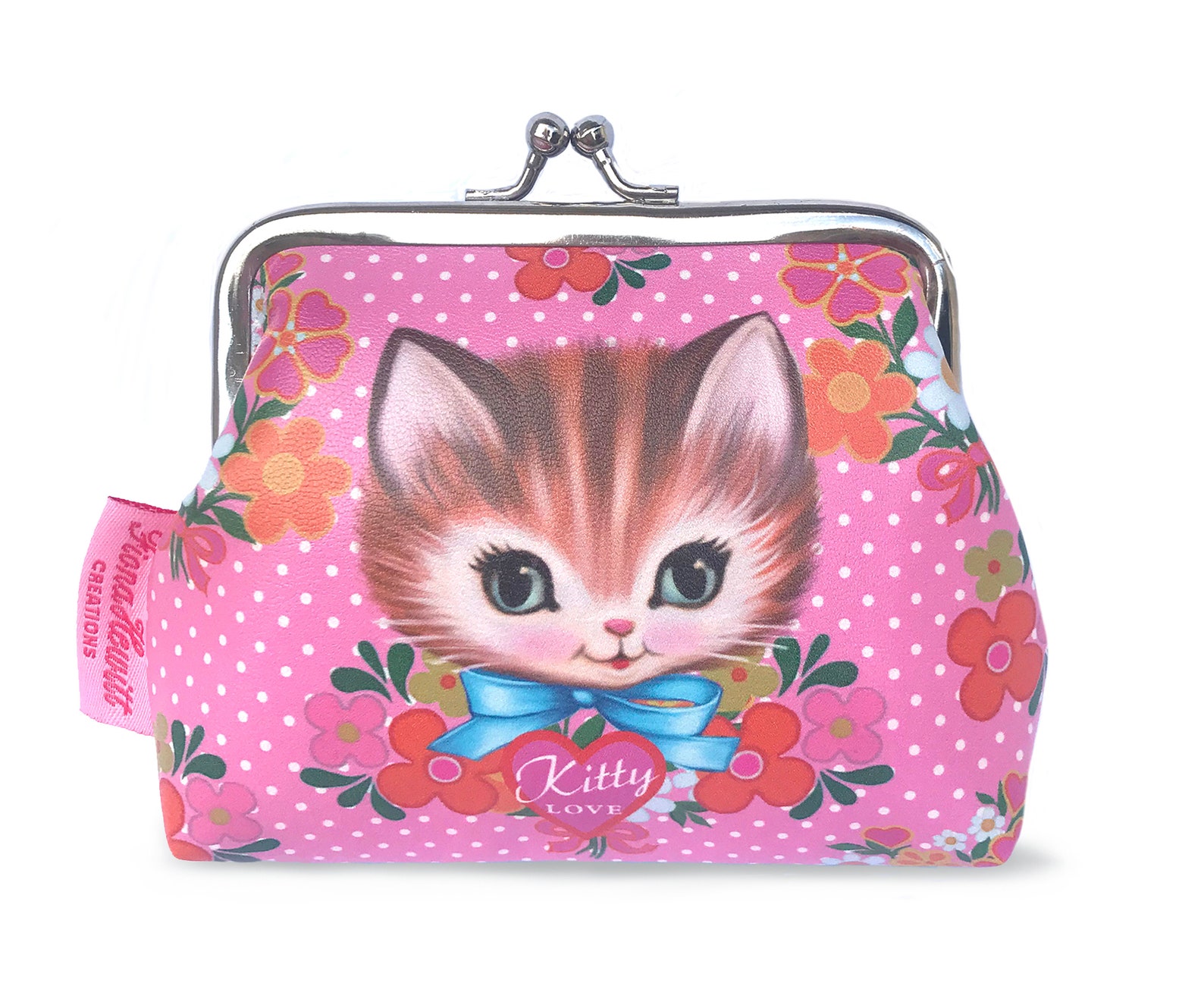 Kitschy cute 'Kitty Love' coin purse vintage cat Etsy