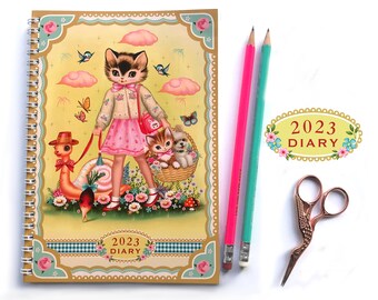 A5 2023 Kitty Diary, Cute Cat Planner, 2023 Fiona Hewitt Diary, 2023 weekly planner, 2023 stationery