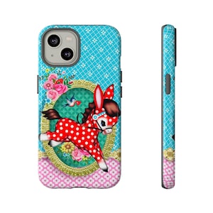 Polka Pony Tough Case for Apple iPhone, Samsung Galaxy and Google Pixel phones cute cats retro iphone case tough case