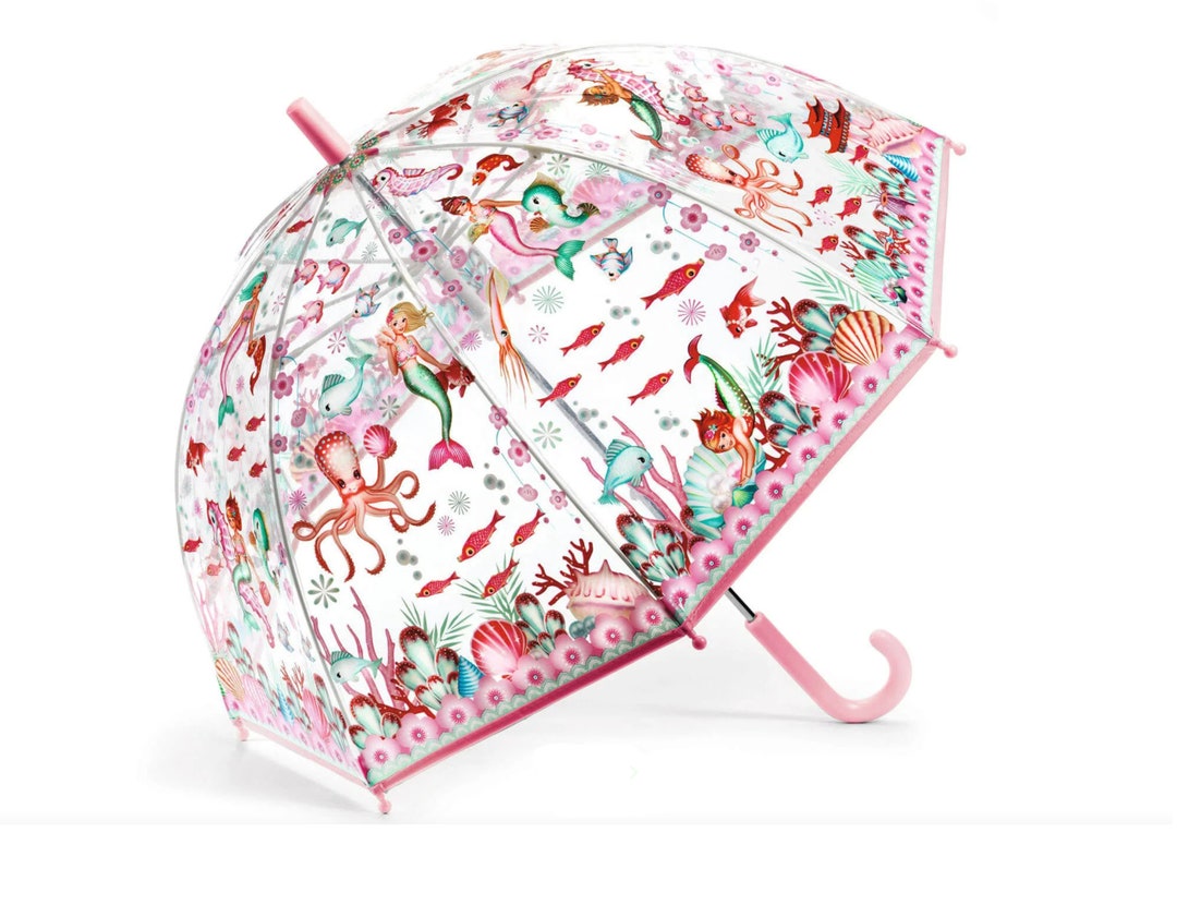 Kidorable Blue Mermaid Umbrella For Girls With Fun Seahorse