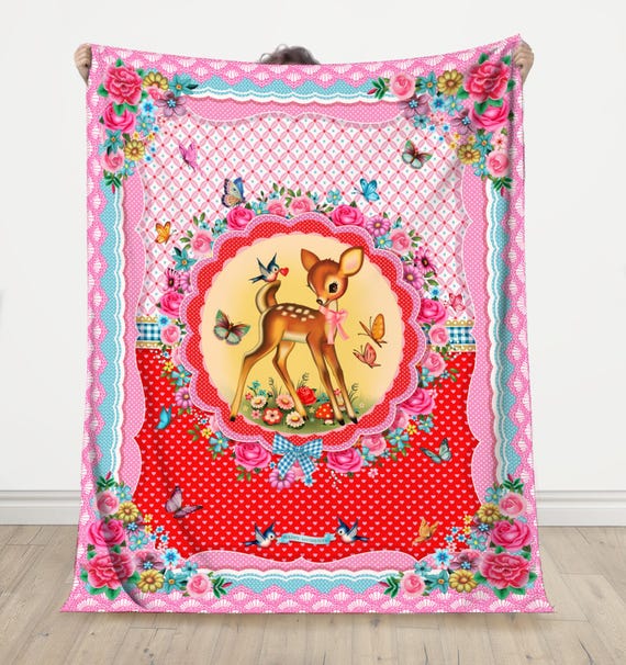 No.317★Bambi様ご確認用★ポリエステルタワシ　韓国スセミ Vintage Bambi Plush Blanket: Kitsch Animal Velveteen Throw (50x60