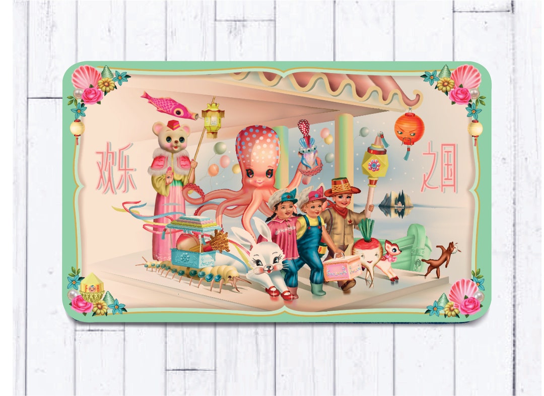 Kitsch Rugs Asian Retro Style Floor Mat: Kitsch Kitchen & Bath Rug (80x50cm) - Etsy