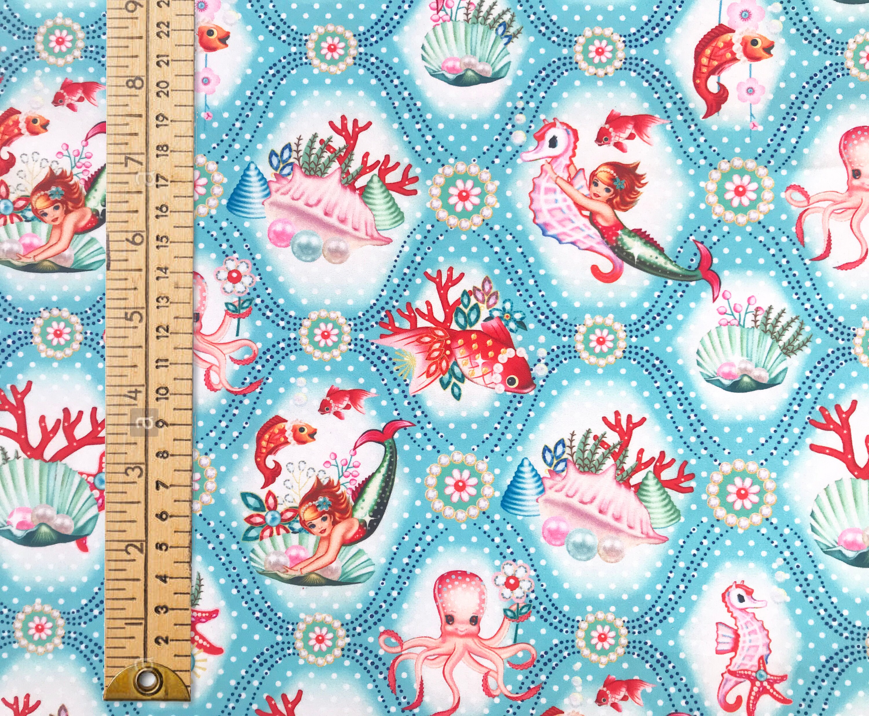 Multi Queen Of The Sea - Male Mermaid Cotton Fabric - 810071694042
