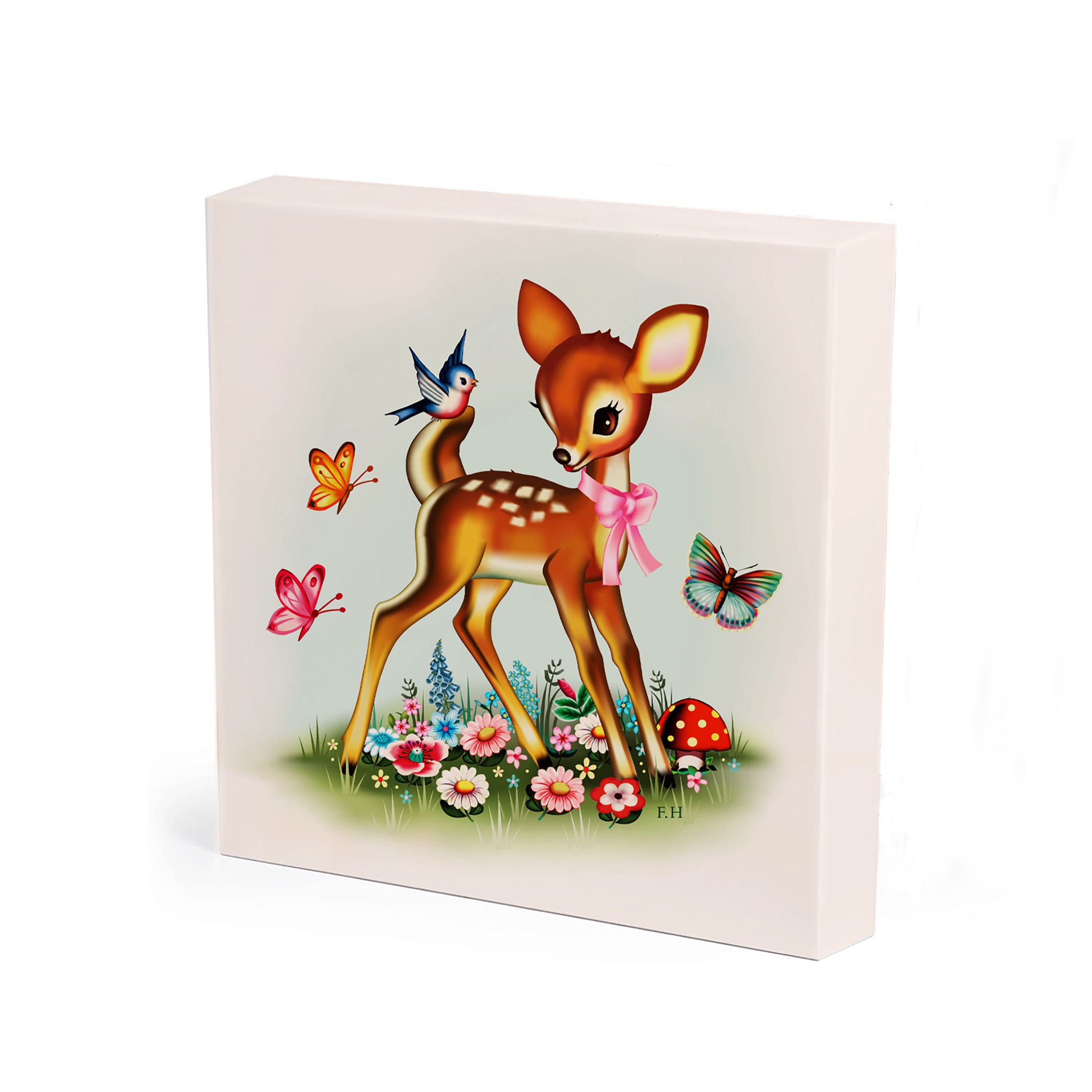Vintage Bambi Canvas: 1950s Kitsch Deer Art (20cmx20cm) - Etsy