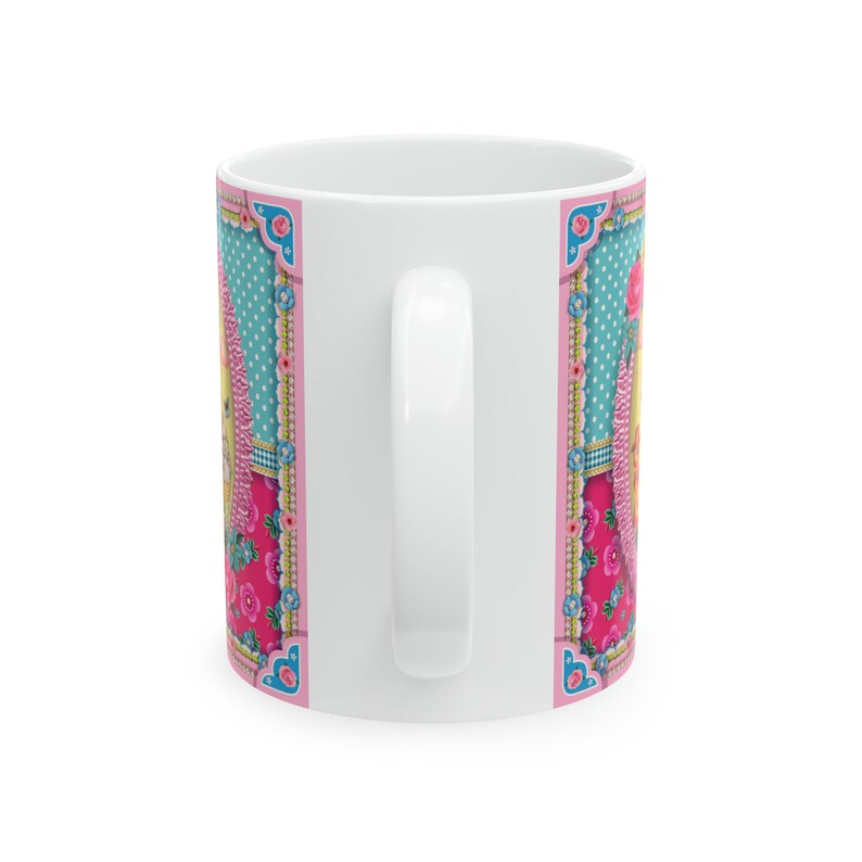 Kitty and friends 11oz ceramic mug, vintage style cute kitty ceramic mug image 3