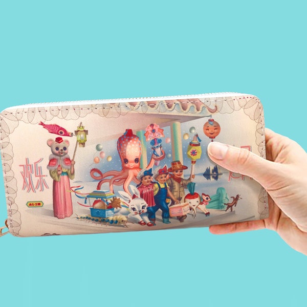 Kingdom of Joy wallet, vintage Asian kitsch surreal wallet by Fiona Hewitt