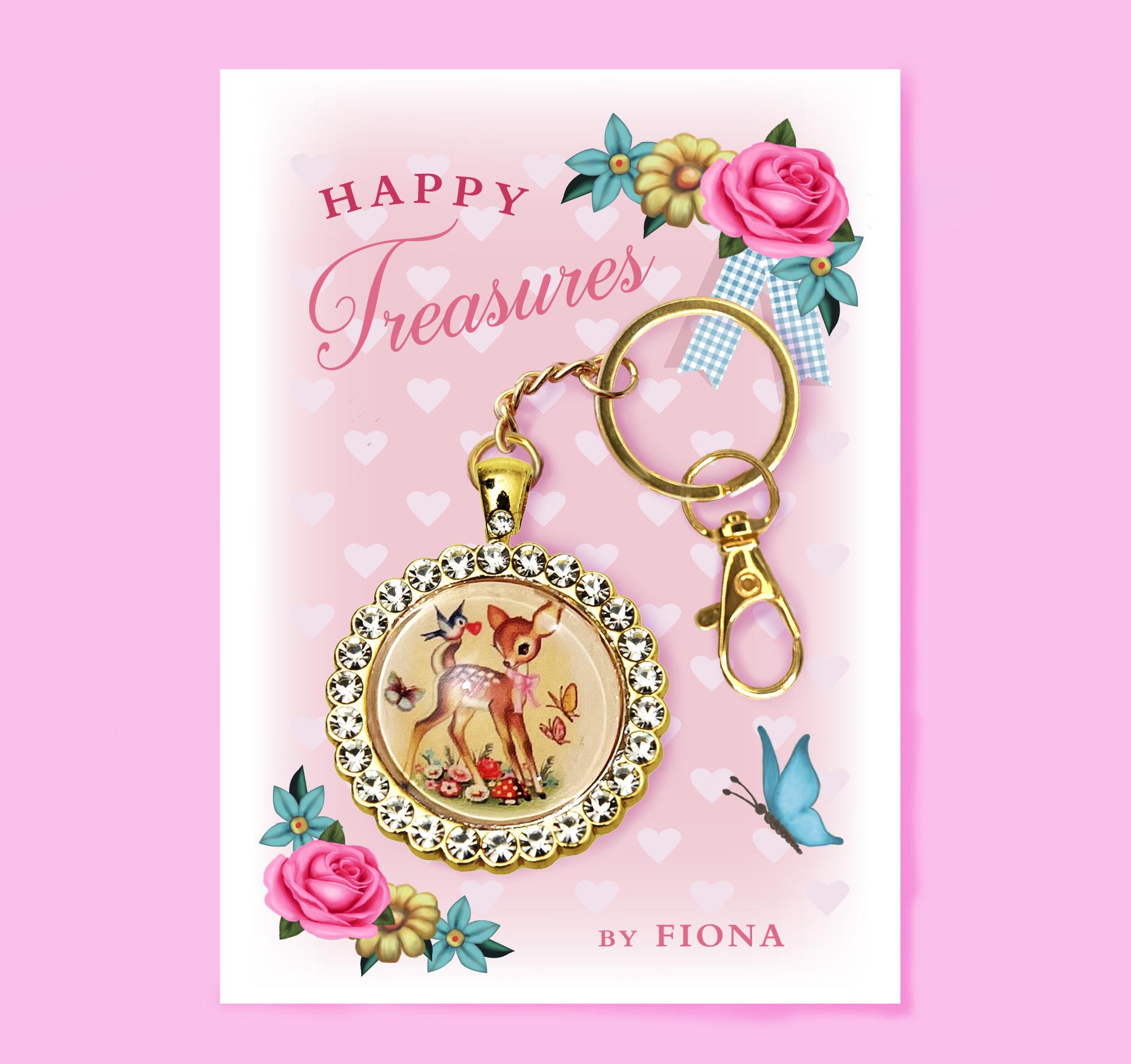 Rhinestone Bambi Keyring: Retro Deer Bag Charm - Etsy