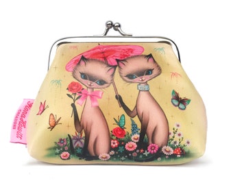 Siamese cats coin purse vintage, 1950&#39;s, sweet cats, nostalgia, cat coin purse by Fiona Hewitt