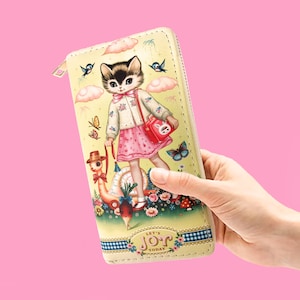 Kitsch Kitten Wallet: Vintage Style Cat & Snail Purse by Fiona Hewitt