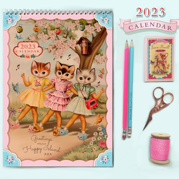 A4 size 2023 Wall Calendar, 2023 Calendar, 2023 Fiona Hewitt Calendar, 2023 calendar, 2023 diary, 2023 stationery