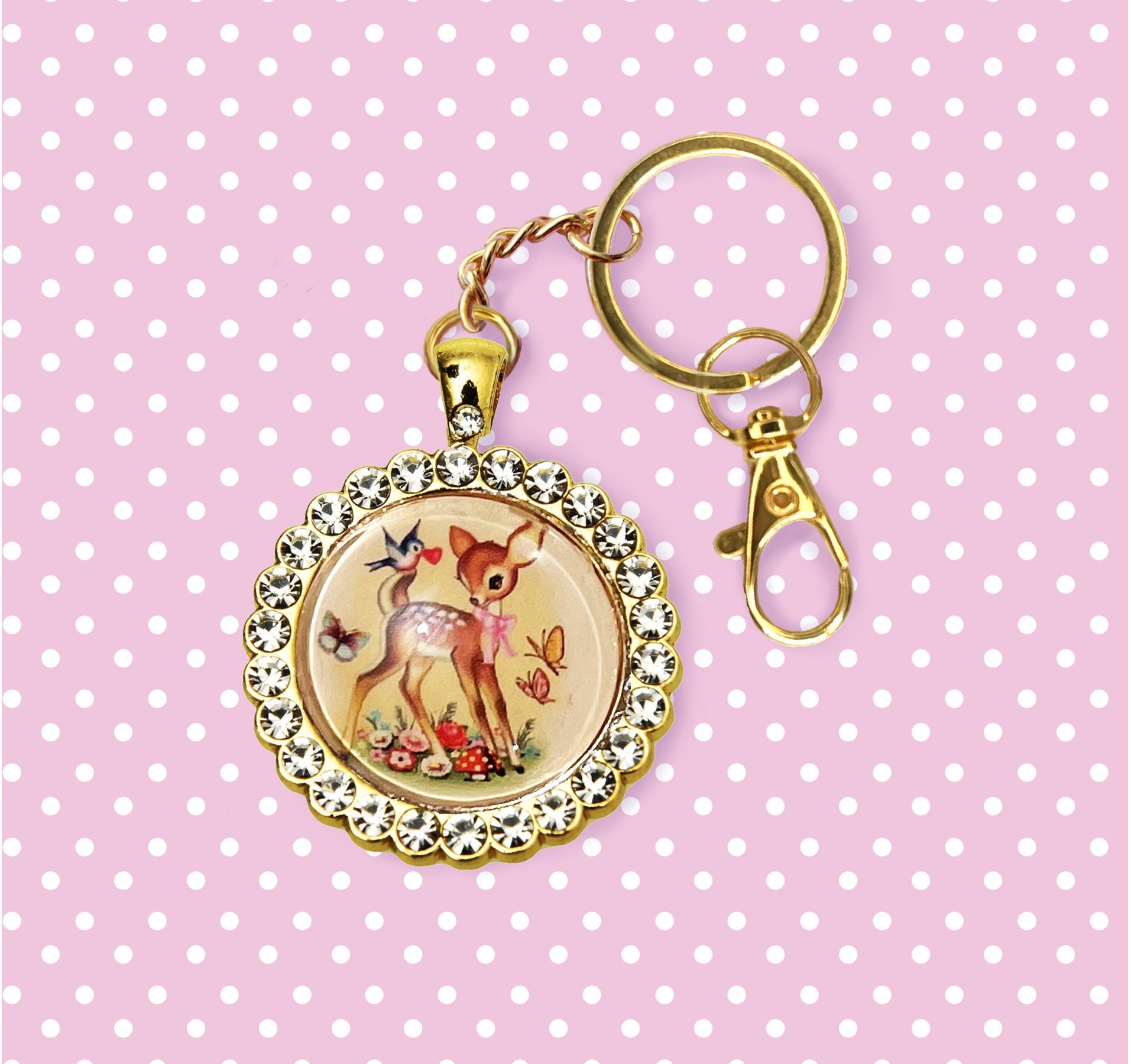 Rhinestone Bambi Keyring: Retro Deer Bag Charm - Etsy