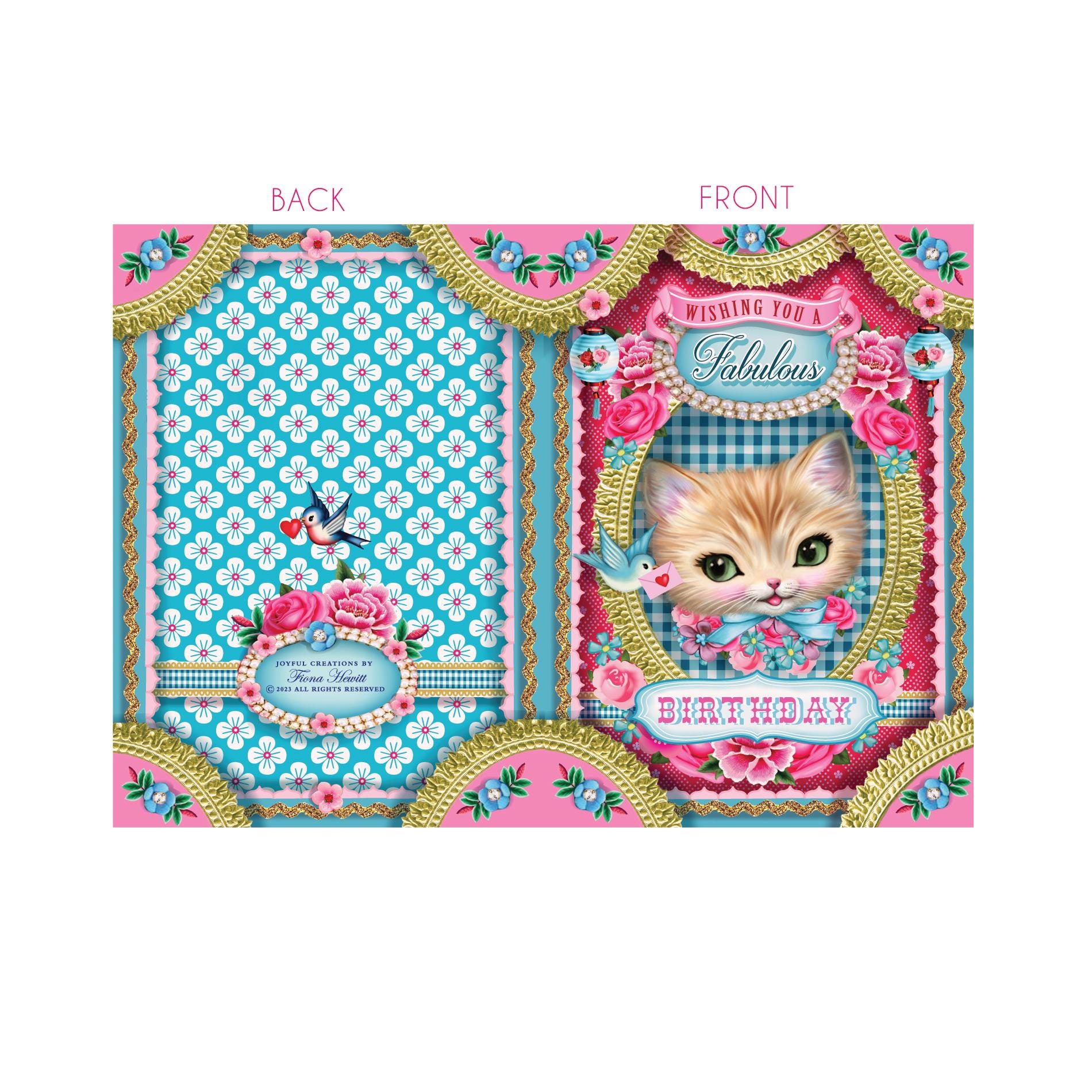 Cute Kitty Birthday Card, Cute Cat Birthday Card, Cats Birthday Card ...