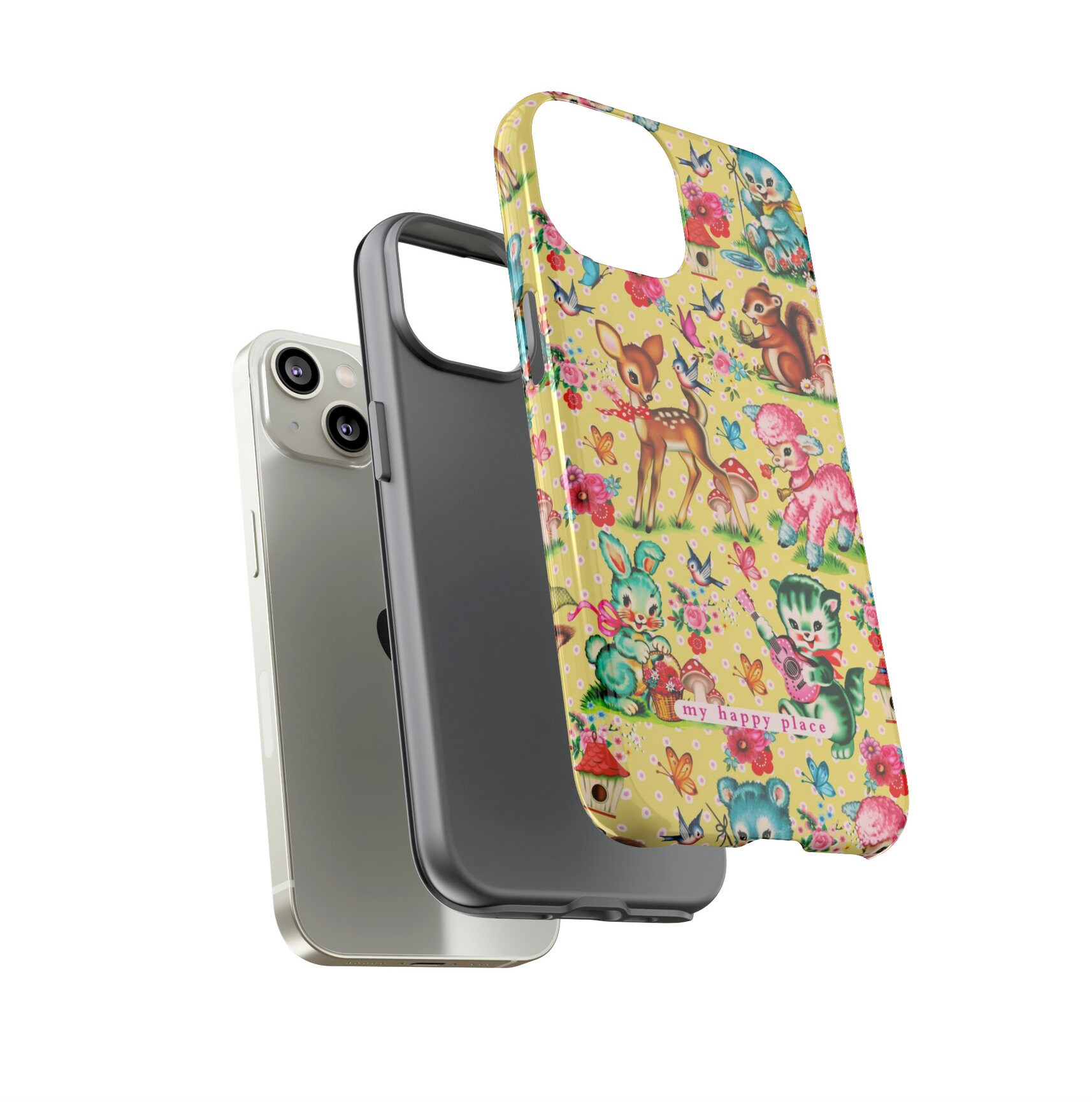 Vintage Baby Animal Tough Phone Case: Retro Yellow Retro Animal