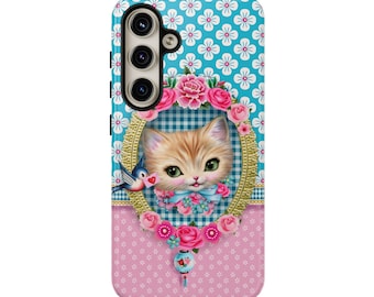 Sweet Kitty Tough Phone Case: Retro Cat Design - iPhone, Galaxy, Pixel