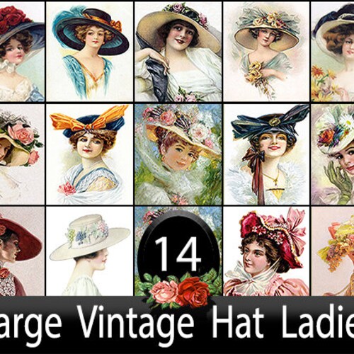 Vintage Women Ladies Girls in Hats 
