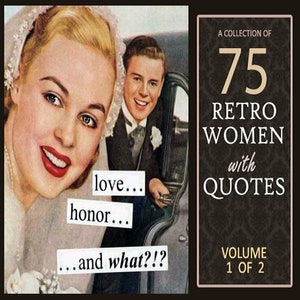 75 retro vrouwen met citaten/VOLUME 1 VAN 2/Bijschriften/Gezegden/Zinnen/Woorden/Vintage Ladies Girls/Clipart Clip Art/grappige strip/digitale download