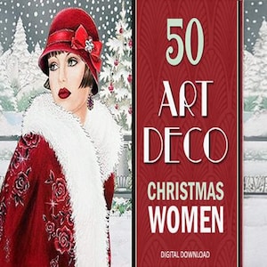 Clipart navideño Art Déco: Imágenes de moda de los años 20 (Descarga digital)