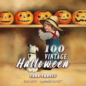 100 Large Vintage Halloween Postcards: Restored Victorian Art (Digital Download)
